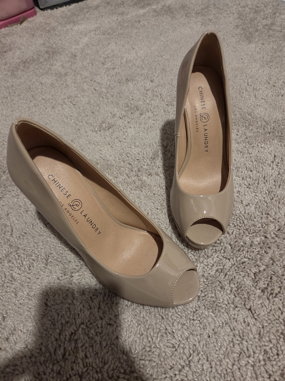 Chinese Laundry Nude Patent Peep-Toe Heels